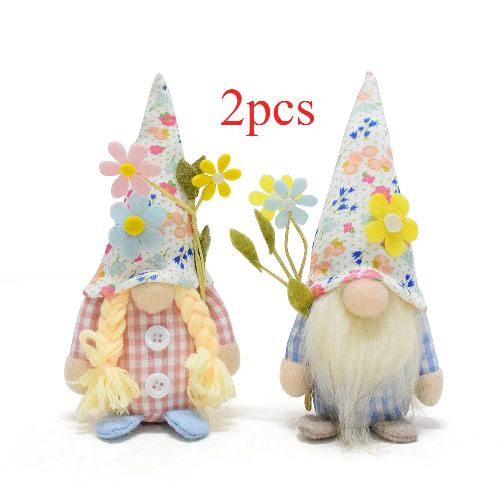 

2 Упаковки Весенних Плюшевых Кукол-гномов-декор Для Домашнего Офиса, Фигурки Эльфов-настольные Декоративные Куклы Для Подарка
