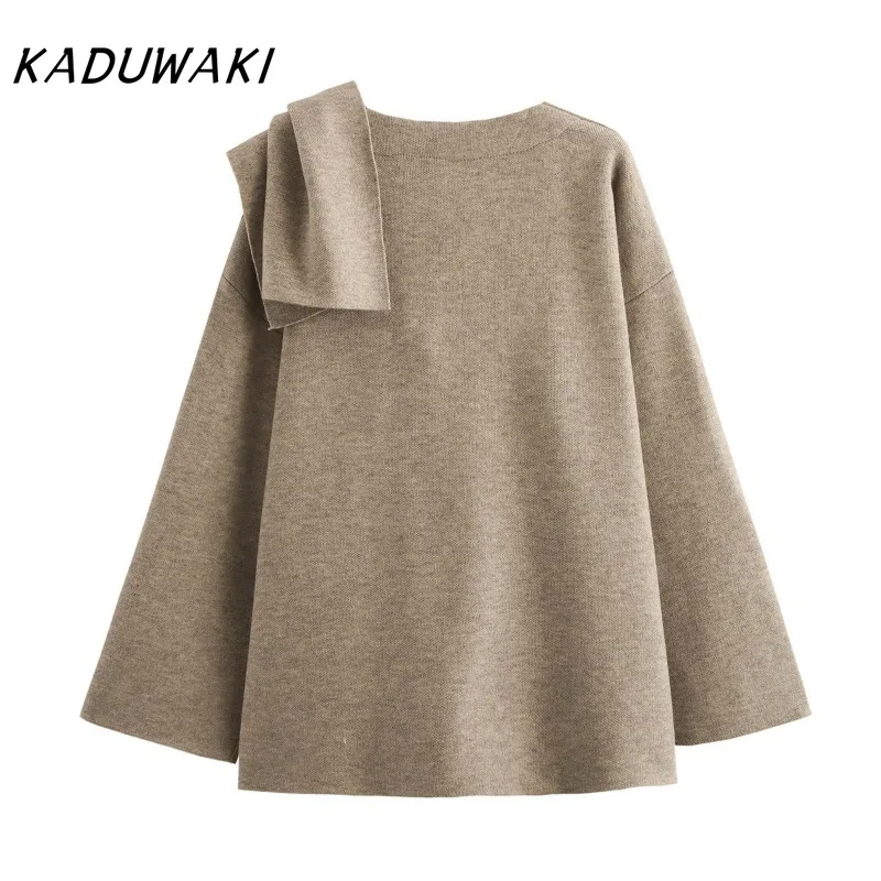 KADUWAKI Ретро однотонные пальто с круглым вырезом и длинными рукавами модные
