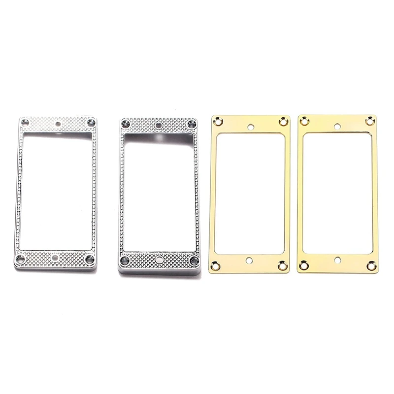 

2Pcs Metal Flat Humbucker Cover Guitar Pickup Frame Mounting Ring & 2Pcs Humbucker Pickup Ring Metal Curved Bottom Frame