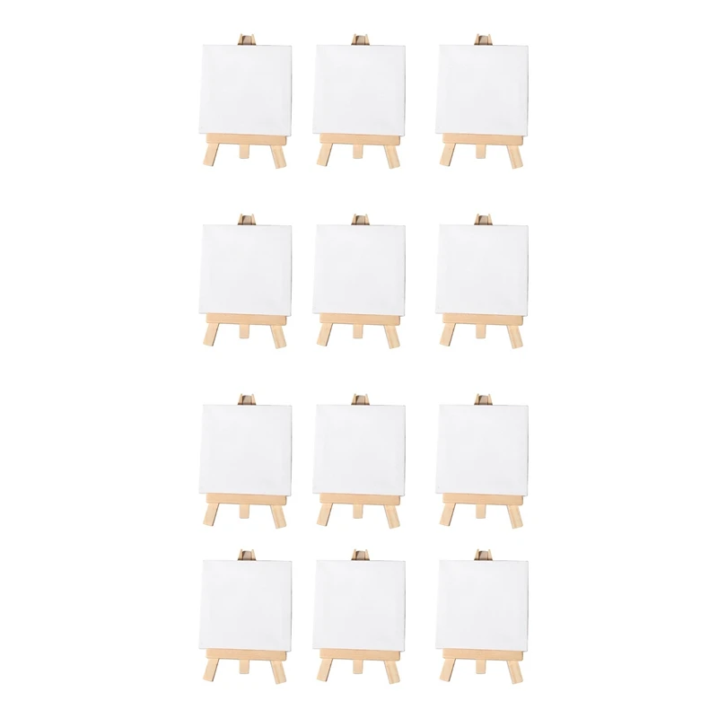 

Artists 3 Inch X3 Inch Mini Canvas & 5 Inch Mini Easel Set Painting Craft Drawing - Set Contains: 12 Mini Canvases & 12 Mini Eas