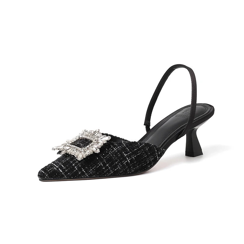 

Сандалии женские на среднем каблуке, модные босоножки с острым носком, украшенные стразами, удобные повседневные стильные босоножки, весна-лето