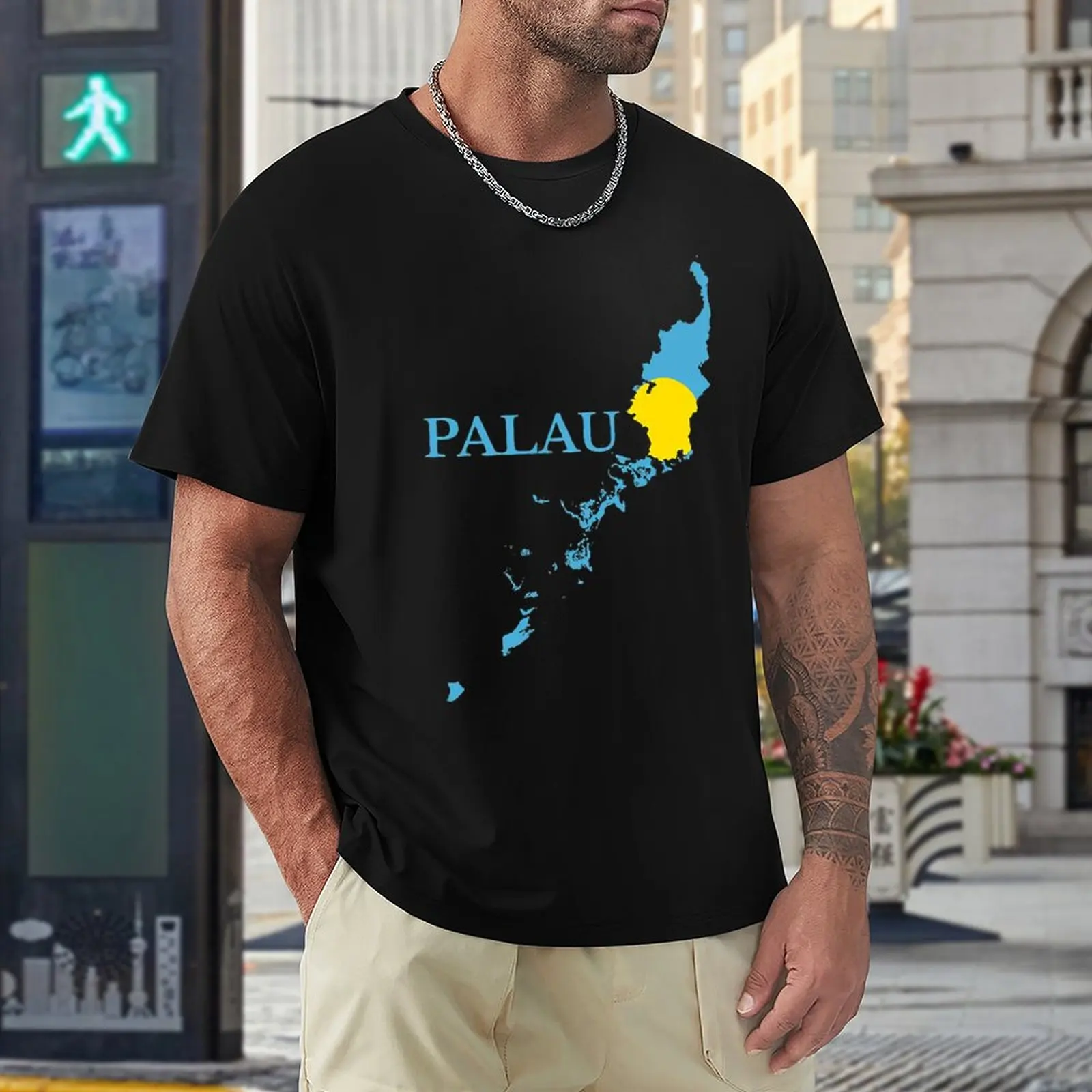 

Republic of Palau Beluu Er A Belau Map Flag Funny Graphic T-shirts High Grade Home USA Size
