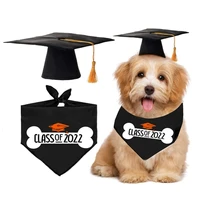 dog graduation hats accessory costume pet graduation caps with bibs collar for dogs cats for small dogs kerchief black hot sell