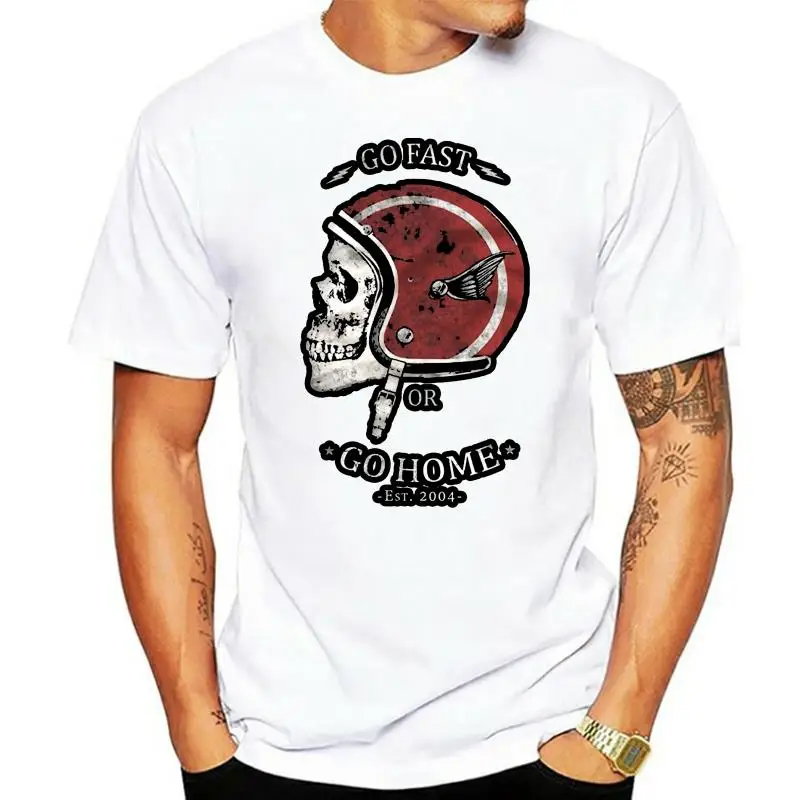 

t shirt Vintage Biker Clothing Helmet with Skull Black T-Shirt For Men