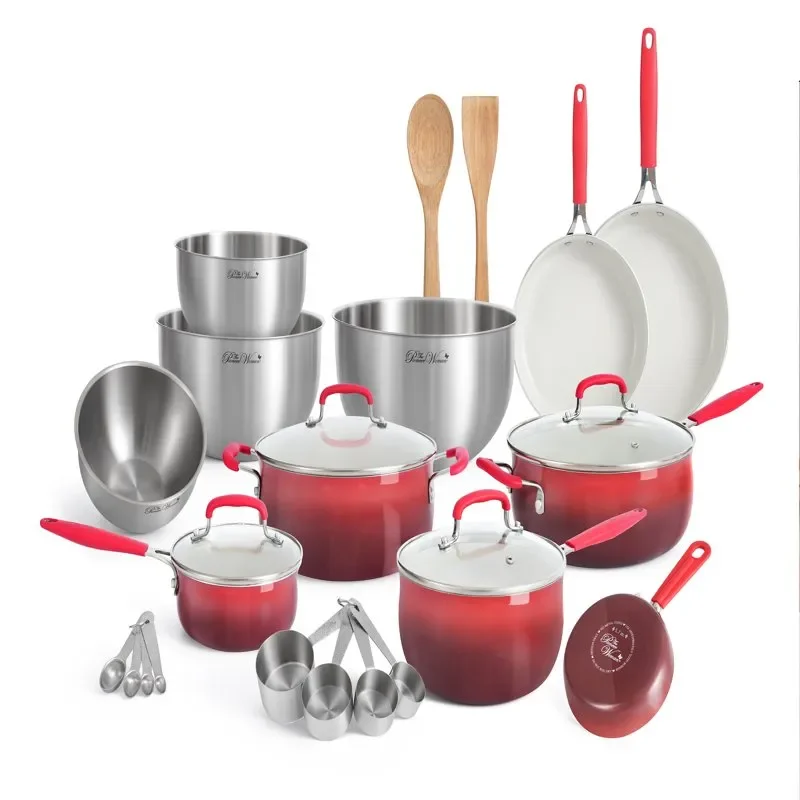 

Cer 25pc Cw Set Red Cooking Pot Sets for Effortless Cooking