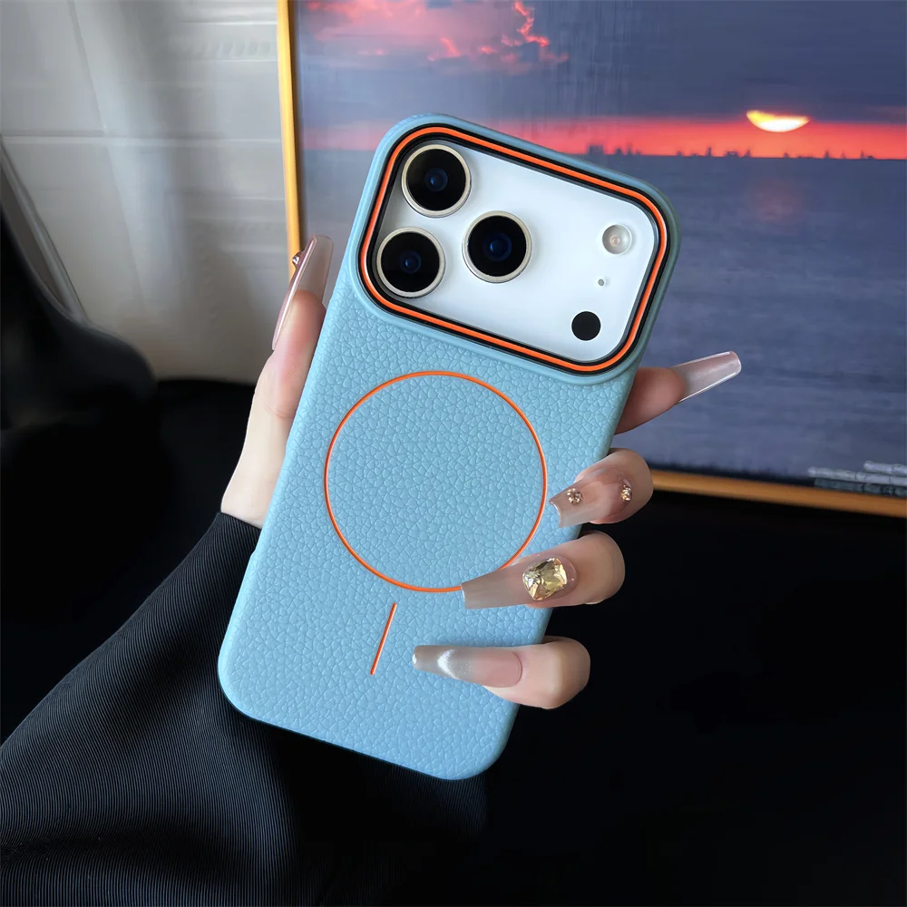 Фото Для iPhone 17 pro max Матовый хитовый цветной чехол с рисунком личи Магнитный чехол для телефона для iPhone 17, 16, 15, 14, 13, 12, 11 Pro max №2