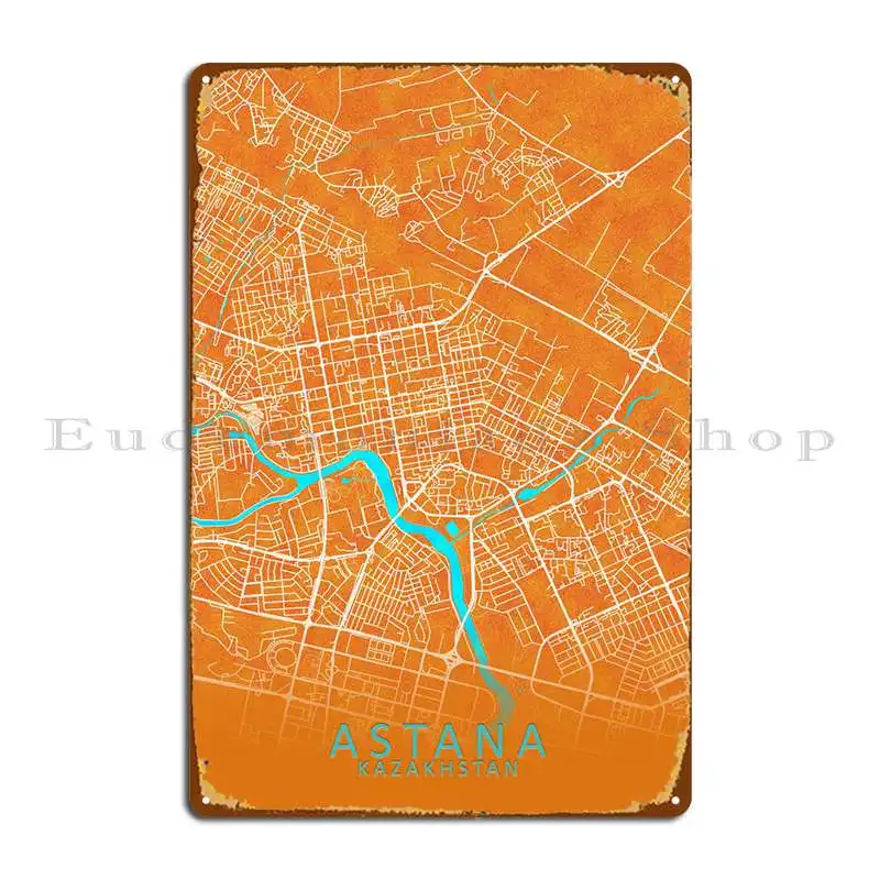 Карта города Астана, Казахстан, металлический плакат с печатью клуба, паба, дома, клуба, бара, жестяной плакат