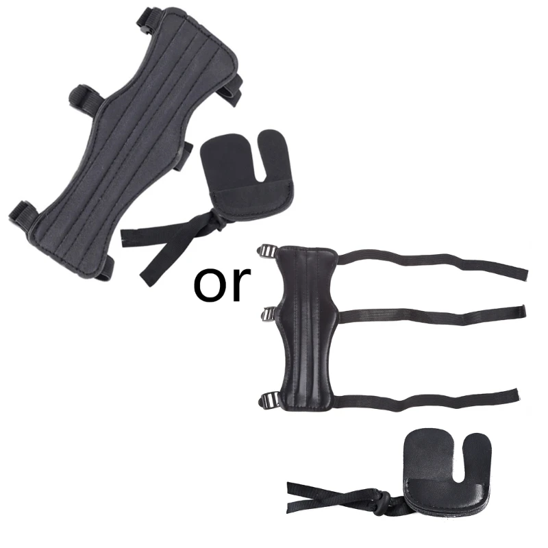 

2Pack Black for Arrow Accessories Arm Guard Finger Sleeves Set Protective Gear Hand Recurve Bow Protect 448D