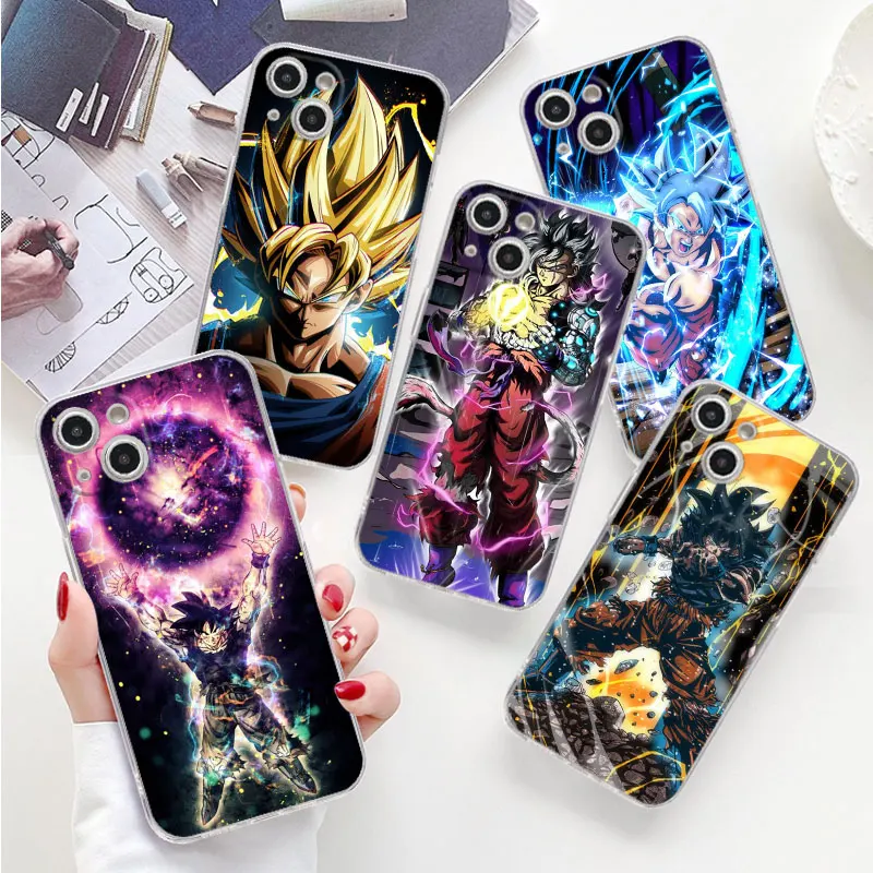 

Clear Case For Apple iPhone 15 14 13 Pro Max 11 12 XR 7 8 Luxury Back Phone Cover TPU Silicone Funda Cool Goku Dragon Ball Shell