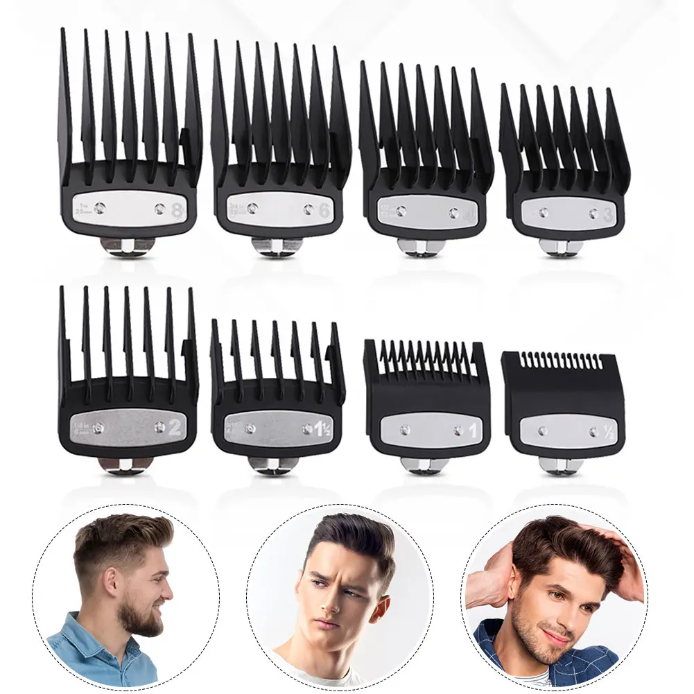 

8pcs Fashion Men Hair Clipper Limit Comb Salon Barber Cutting Guide Replacement Attachment Hair Trimmer Styling Toolsmakeup