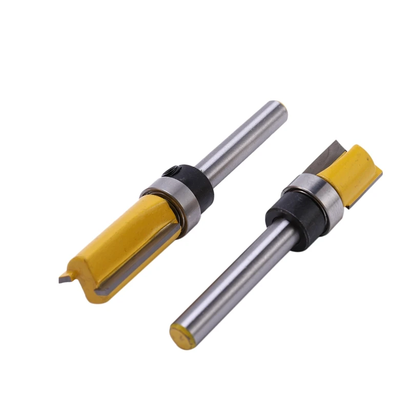 3Pcs 1/4 Inch Flush Trim Router Bit Pattern Top &amp Bottom Bearing 1/2 Blade Template Edge Wood Trimmer Cutter Carpenter