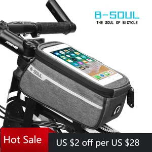 b soul bicycle bag waterproof 6 0in phone case touchscreen bag mtb road frame front top tube cycling bag bike accessories free global shipping