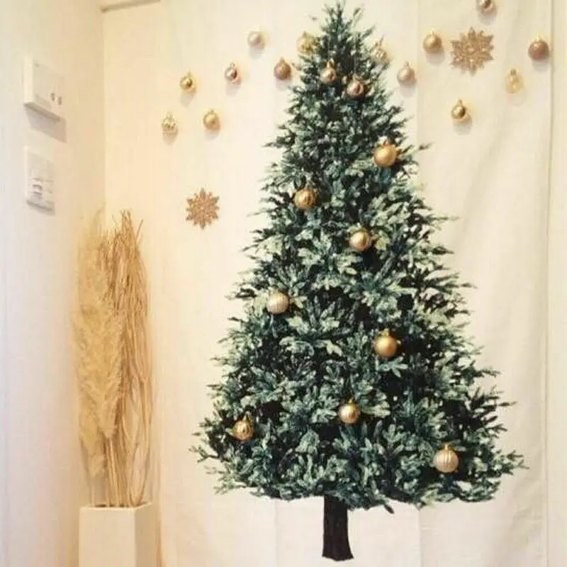 

Vintage Art Wall Hanging Tapestry Christmas Tree Ornament Holiday Home Indoor Bedroom Decoration Featival Tree Pine Tarpaulin