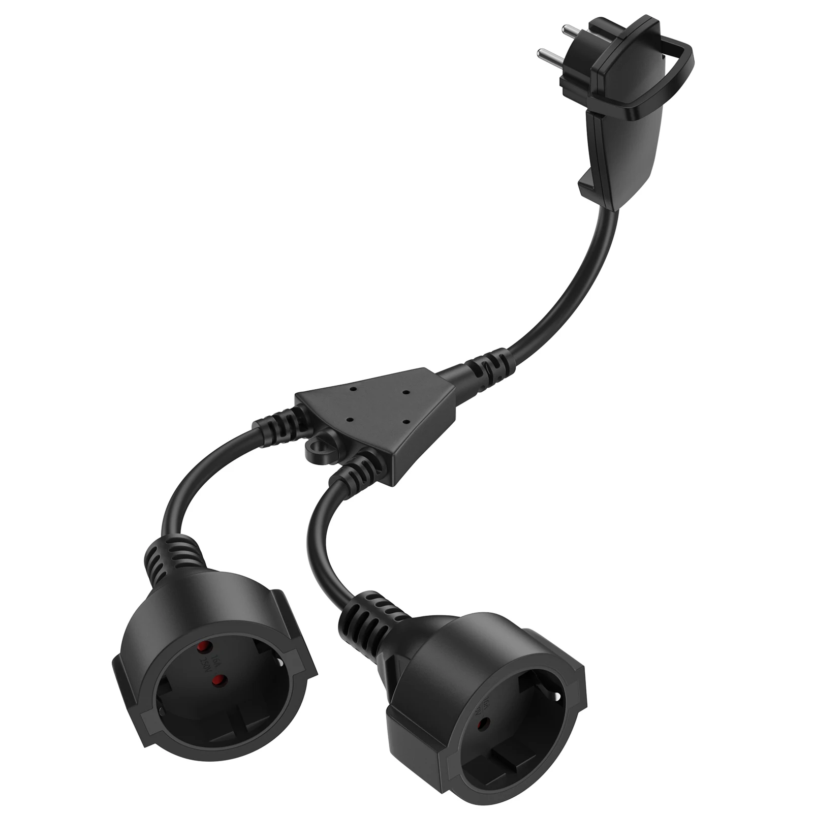 

Пластиковый удлинитель с двойными розетками черный