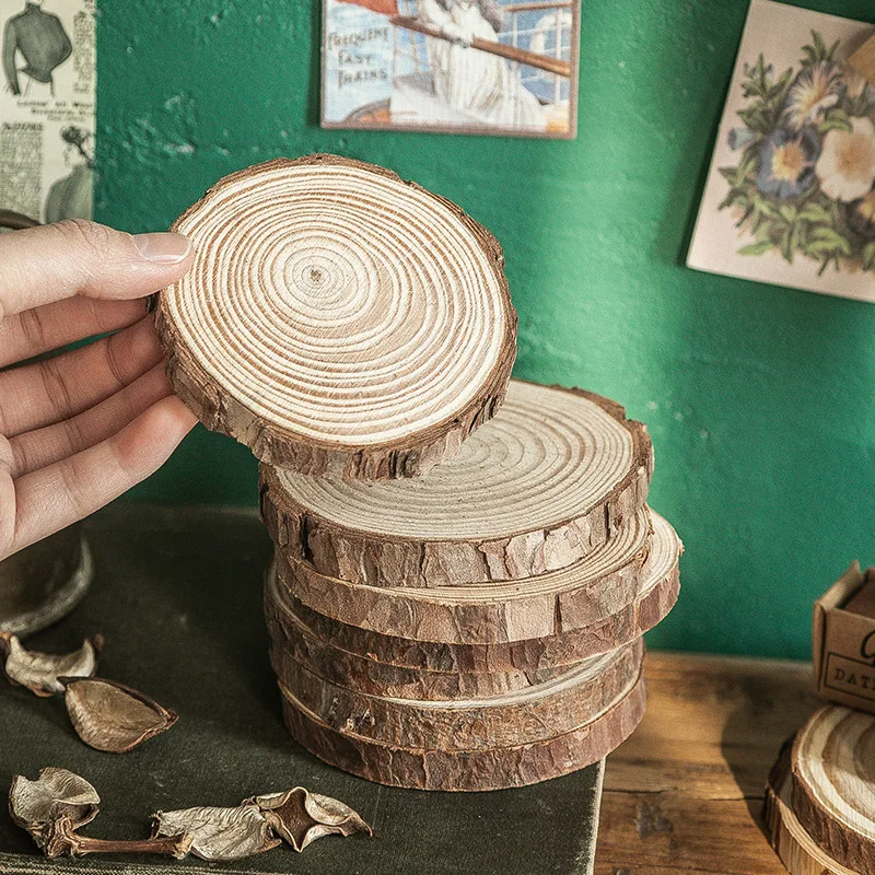 

20Pcs Pine Wood Slices Double-Sided Natural Round Woods Chips DIY Handmade Home Decoration Photograghy Props For Background Wall