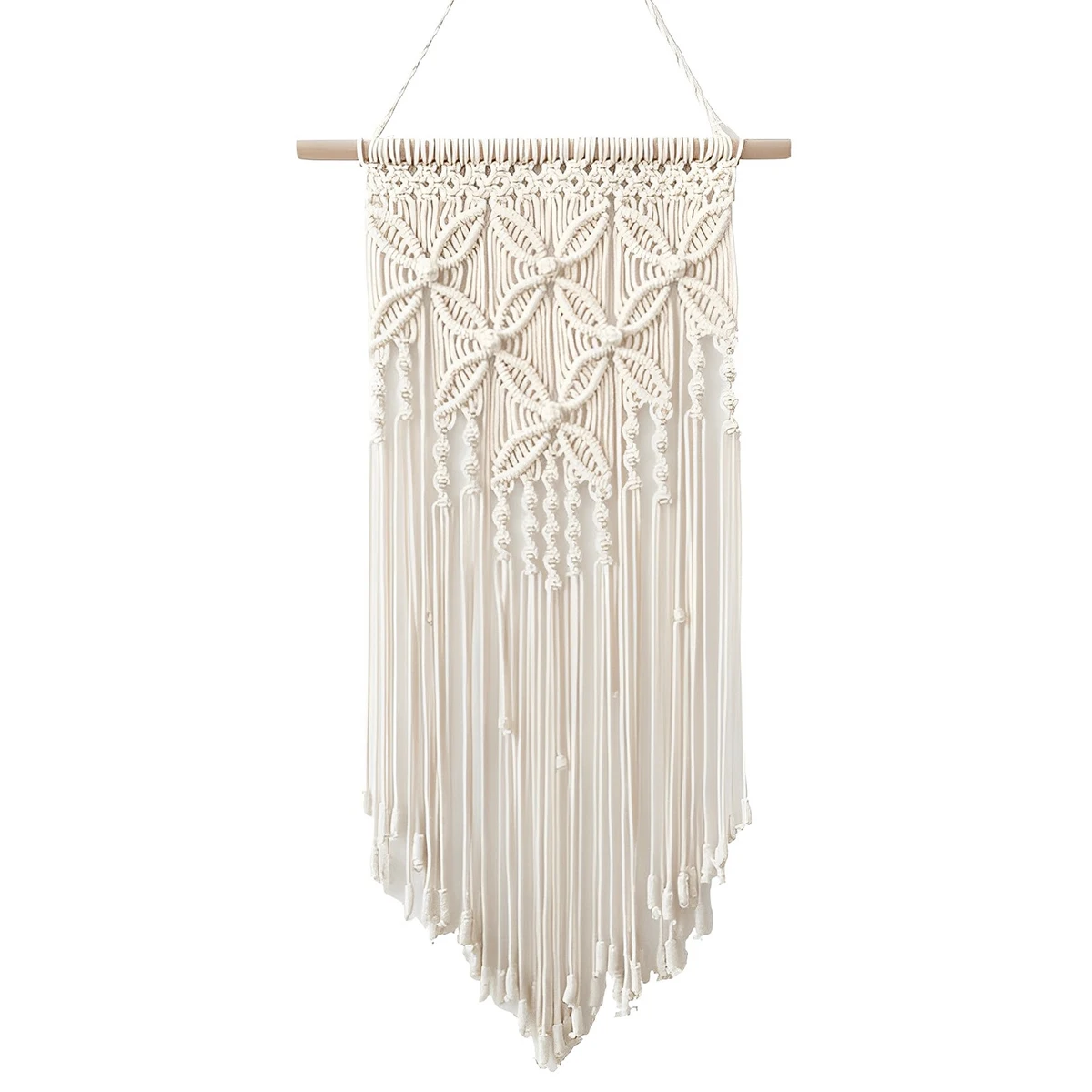 

Macrame Wall Hanging Tapestry Handmade Bohemian Ethnic Chic Tapestry Boho Woven Wall Art Decor Beige Tassel Cotton Crochet