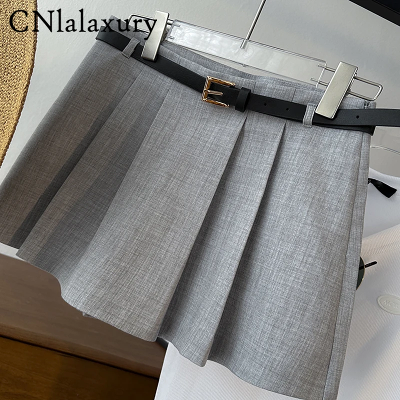 

Летняя одежда CNlalaxury 2022, Женская юбка с высокой талией в стиле Харадзюку, серые плиссированные мини-юбки для школьниц, юбки, шорты