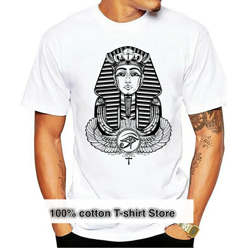 

Egyptian Pharoah With Winged Ankh Symbol Mens T-Shirt - Egypt Pagan
