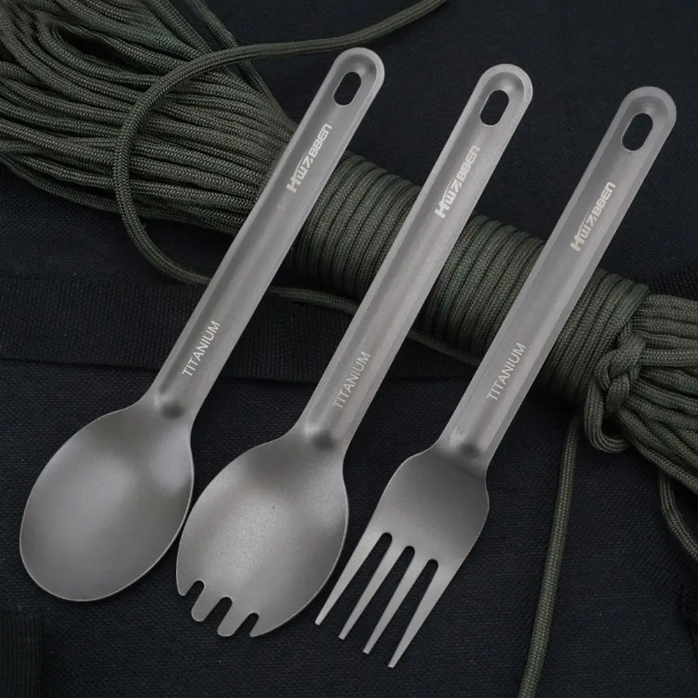 

EDC Camping Tool Square Chopsticks Cutlery Fork Outdoor Picnic Accessories Long Handle Spoon Pure Titanium Cookware