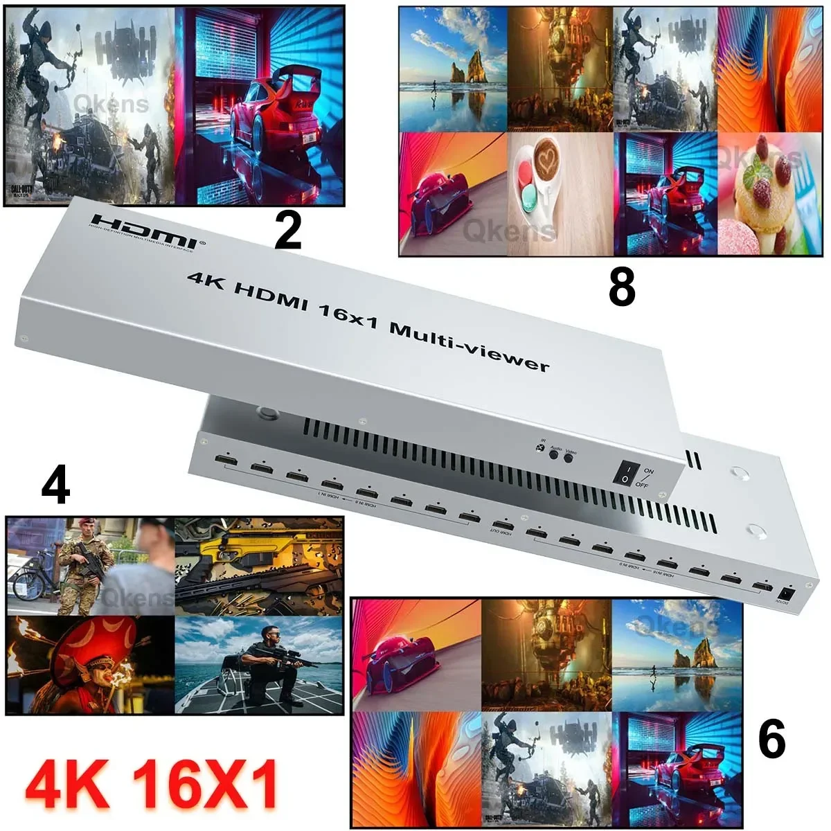 4K 16x1 HDMI Quad Multiviewer 2 4 6 8 16 в 1 Выходной бесшовный переключатель Разделитель экрана с