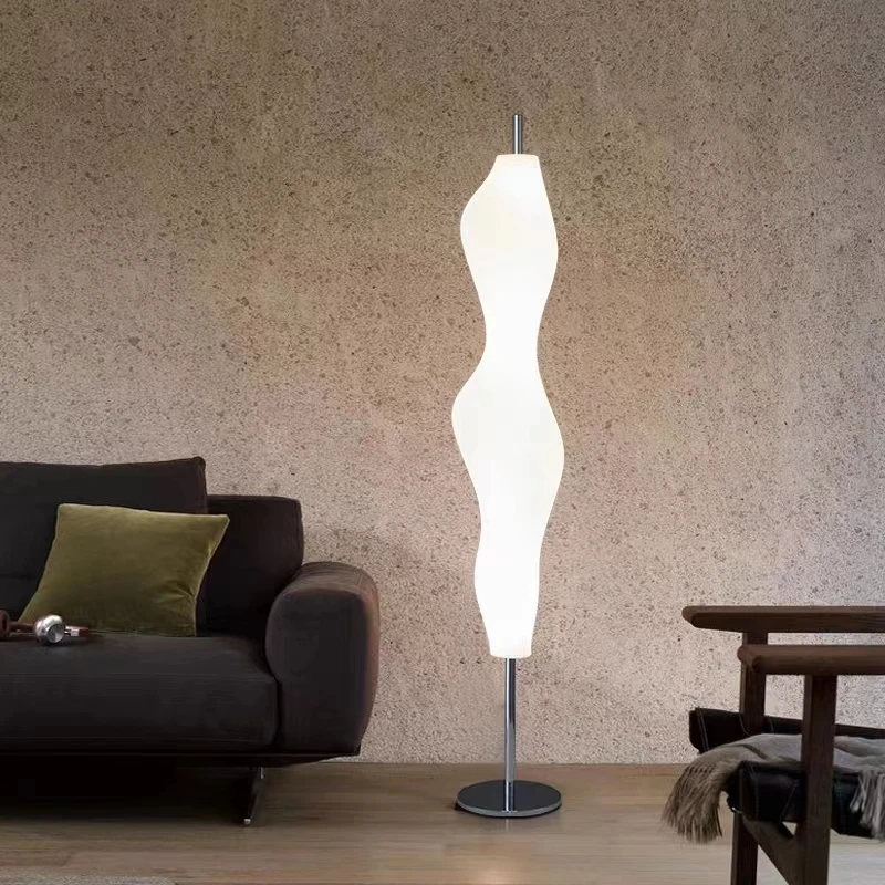 

Nordic White PE LED Floor Lamp Chrome Metal Lving Room Bedroom Shop Office Lighting Fixtures Indoor Standing Lights Art Deco