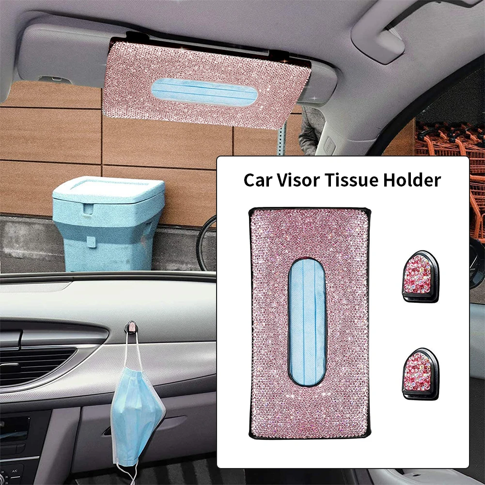 

Автомобильный Держатель салфеток на козырек с 2 крючками, многофункциональный удобный Стайлинг, автомобильный держатель салфеток на козырек от солнца