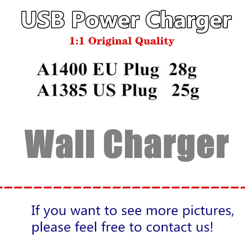 

10pcs/lot Original Quality 28g A1400 EU Plug USB Wall Charger AC Power Adapter for iphone 7 8 6 6S plus 5 5S EU Plug with box