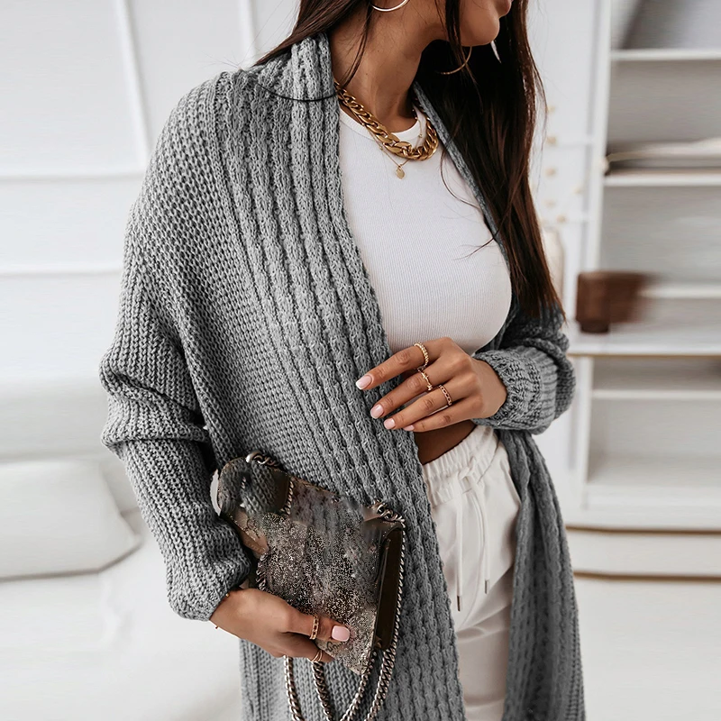 

Women Autumn Winter Long Sleeve Loose Sweater Coat Fashion Solid Cardigan Tops Outerwear 2022 Commute Knit Long Jackets Coat