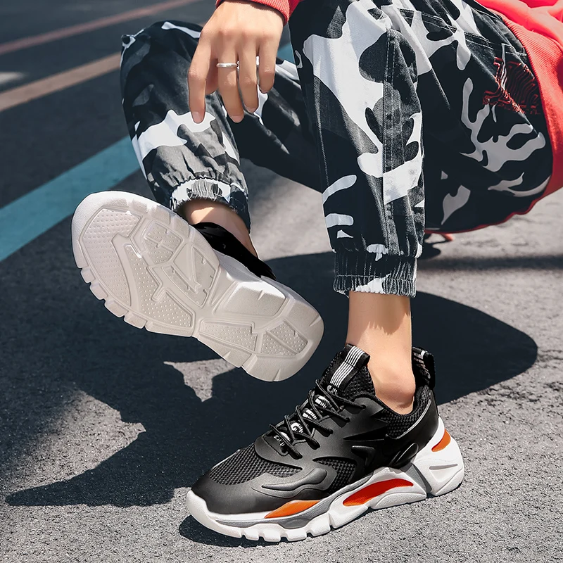 JIEMIAO Men Running Shoes Mesh Breathable Jogging Sport Shoes Non-slip Walking Men Sneakers Comfortable Training Footwear