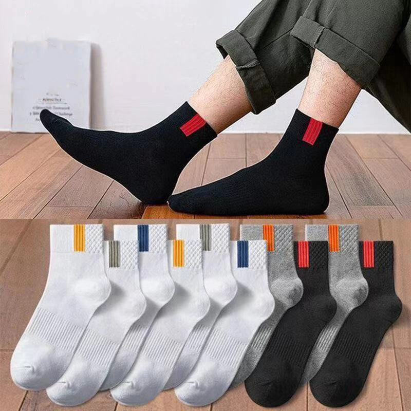

5pair Summer Cotton Man Short Socks Fashion Breathable striped edges Socks Comfortable Casual Socks Male White cotton men socks