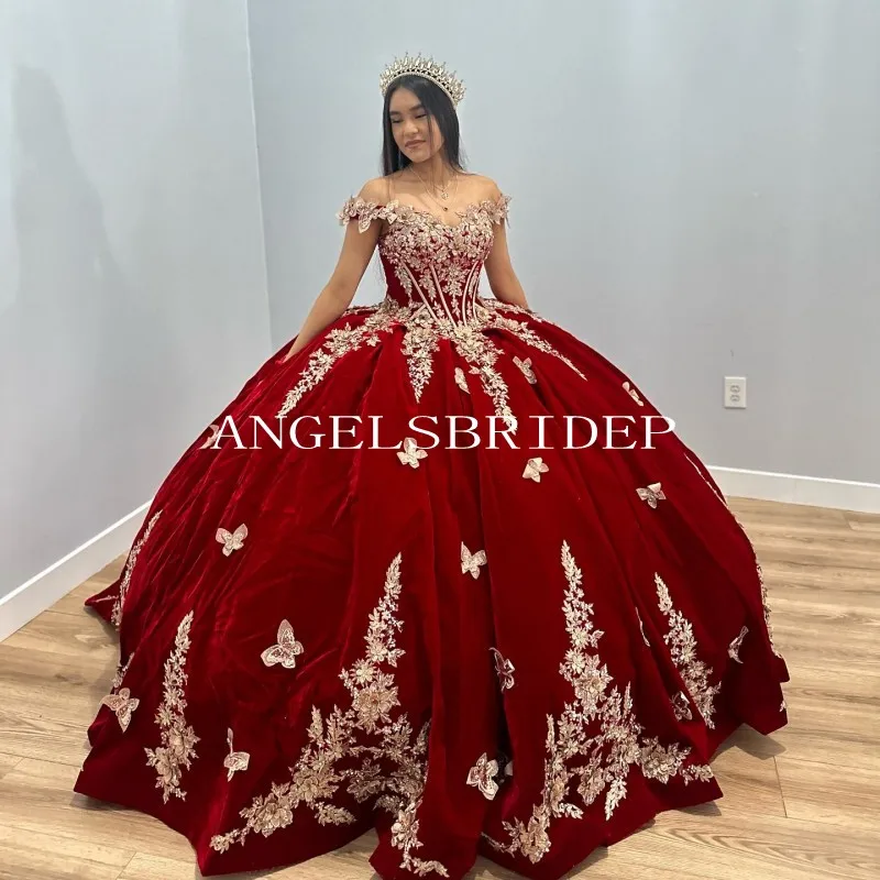 Angelsbridep новинка 2024 бальное платье бордового цвета 15 лет платья для девушек с
