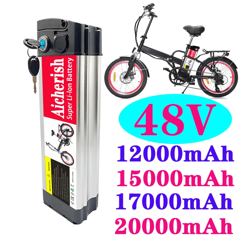 

E-Bike Aicherish Lithium 18650 48V 20Ah Battery Suitable For Silver Fishing Electric Bike， Aluminum Shell, With Anti-Theft Lock