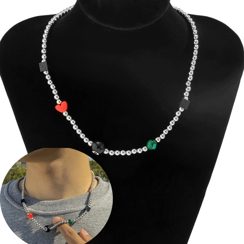 

Bohemian Beaded Chain Necklace Lucky Number Eight Dice Choker Necklace For Women Men Fashion Jewelry