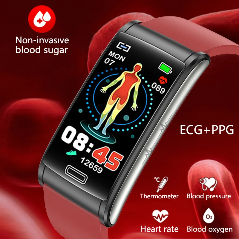 

New Blood Glucose Monitor Health Smart Watch Men ECG+PPG Blood Pressure Measurement IP68 Waterproof Sport Ladies smartwatch 2023