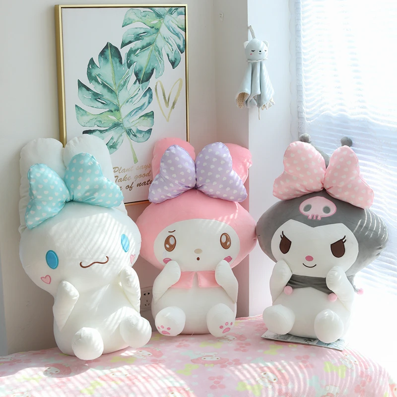 

Sanrio Cinnamoroll Kuromi Melody плюшевая кукла милая выражение Мелодия большой лук кукла подушка подарок для девушки и ребенка