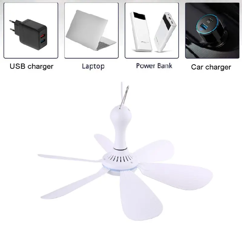 

USB Gazebo Fan Portable DC 5V USB Camp Fan USB RV Ceiling Fan USB Travel Tent Fan for Bed Camping Outdoor Hanging 63HD