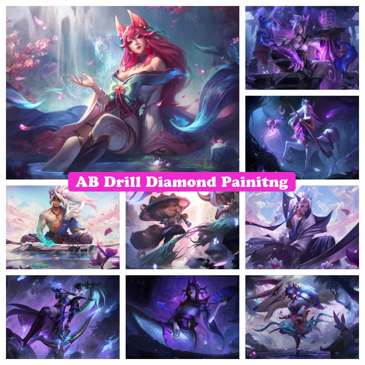 

League of Legends Spirit Blossom 5D DIY AB Drills Diamond Painting Mosaic Ahri Yasuo Embroidery Pictures Cross Stitch Home Decor