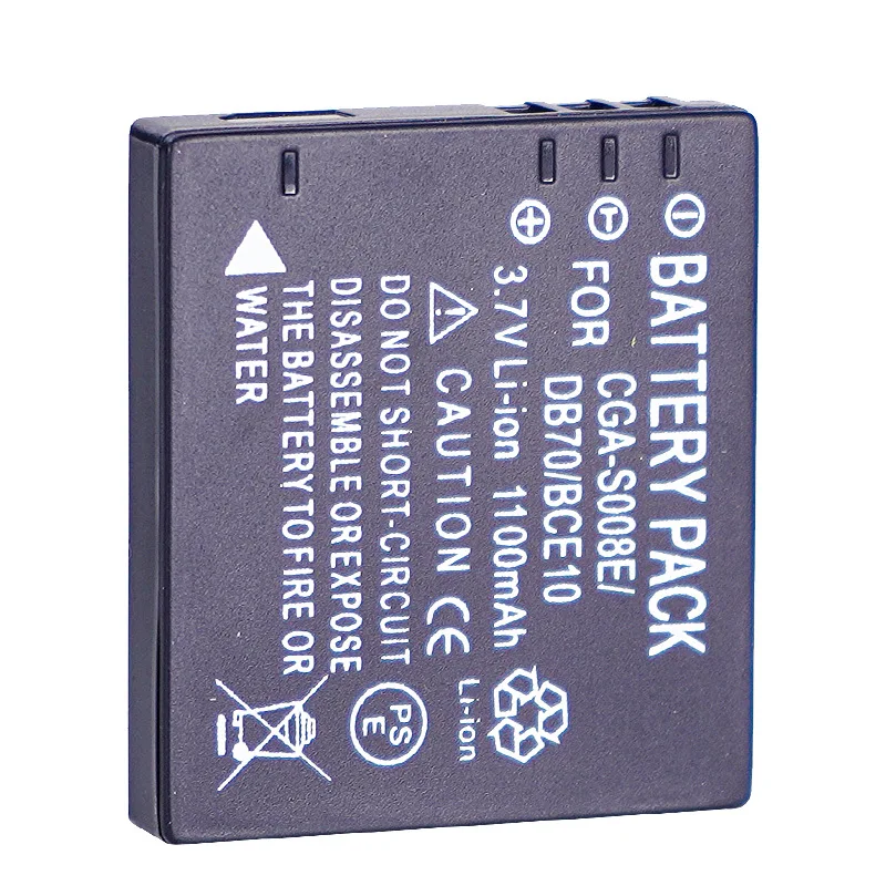 CGA-S008E Battery 1100mAh 3.7V for Panasonic DMC-FS3 FS5 FS20 FX30 FX33 FX35 FX36 FX37 CGAS008E CGA S008E DMW-BCE10 DB70 Camera
