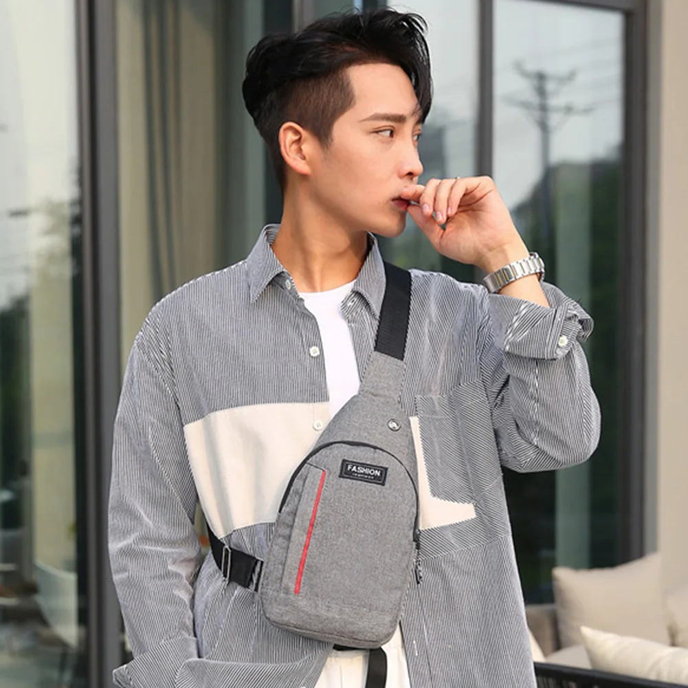 

Korean Version One Shoulder Crossbody Bag Zips and Straps Men Single Shoulder Sports Bag Casual Sports Handbag Outdoor Pockets