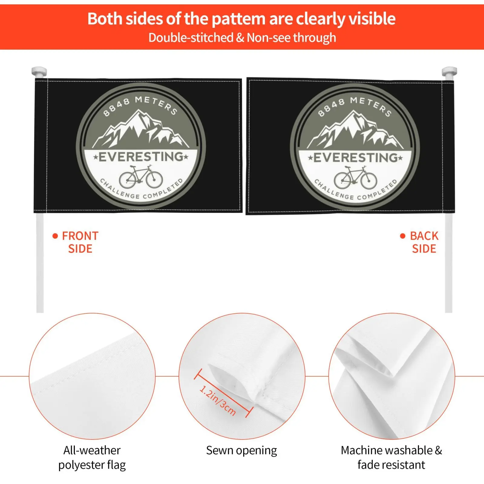 Everesting Challenge Completed Outdoor Decor Flag Car Bicycle Art Cycling For Cyclists |