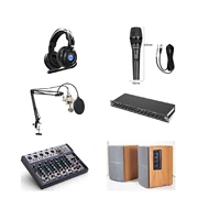 radio station package 6 channels channel mixer audio processor studio mic monitor speaker headphone mic stands bop cover