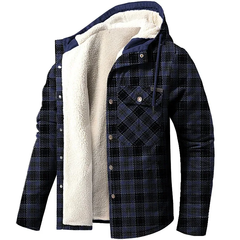 

New Long Sleeve Hooded Fleece Warm Loose Fit Men's Jacket