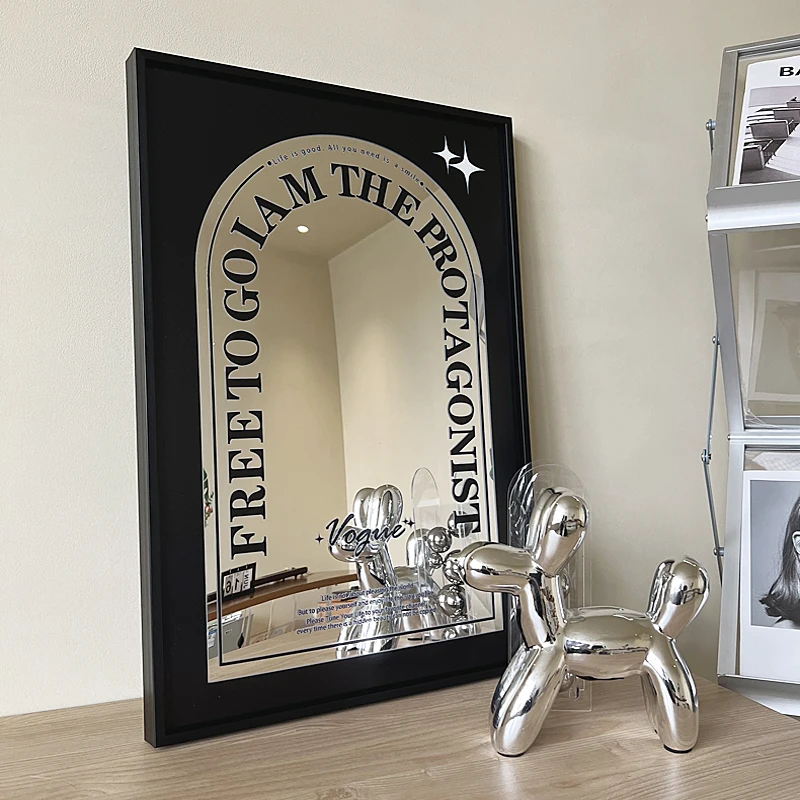 

Nordic Bedroom Mirror Modern Art Wall Hanging Living Room Nightstand Rectangle Mirror Metal Fram Design Espelho Decoration Home