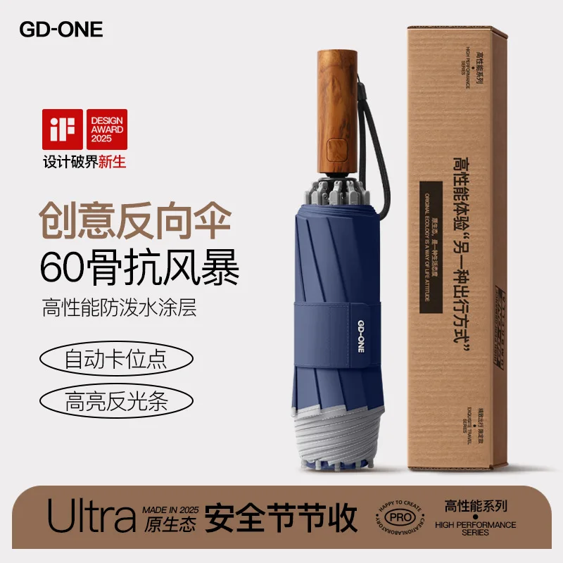 

Автоматический обратный зонт, черный, для взрослых