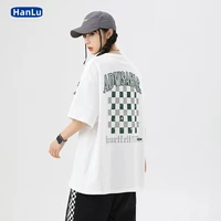 mens clothing fashion couples t shirt for men 2022 summer new checkerboard print street oversized short sleeve top