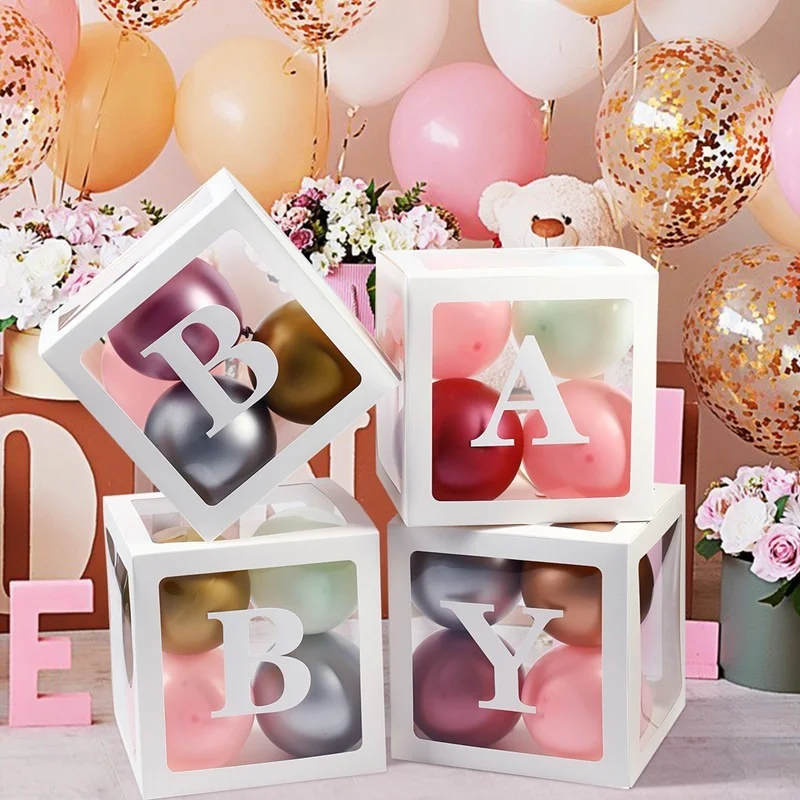 

30cm Baby Shower Letters Transparent Box Balloons Birthday Party Decoration Wedding Decoration Balloons Accessory Party Balloons
