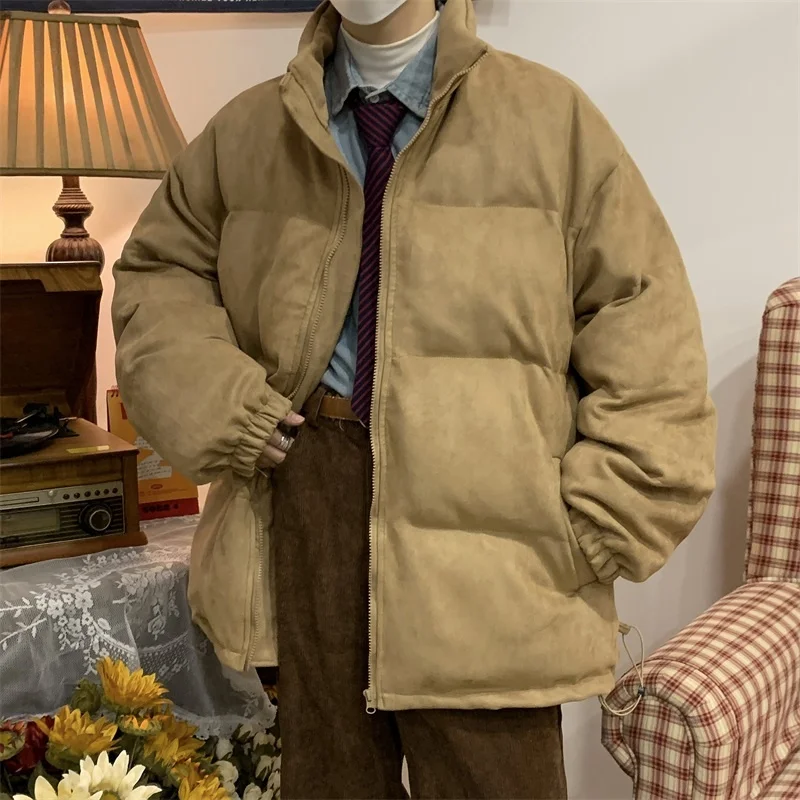 Winter Jacket Men Warm Fashion 4-color Thickened Suede Jacket Men Streetwear Korean Loose Thick Short Coat Mens Parker Clothes