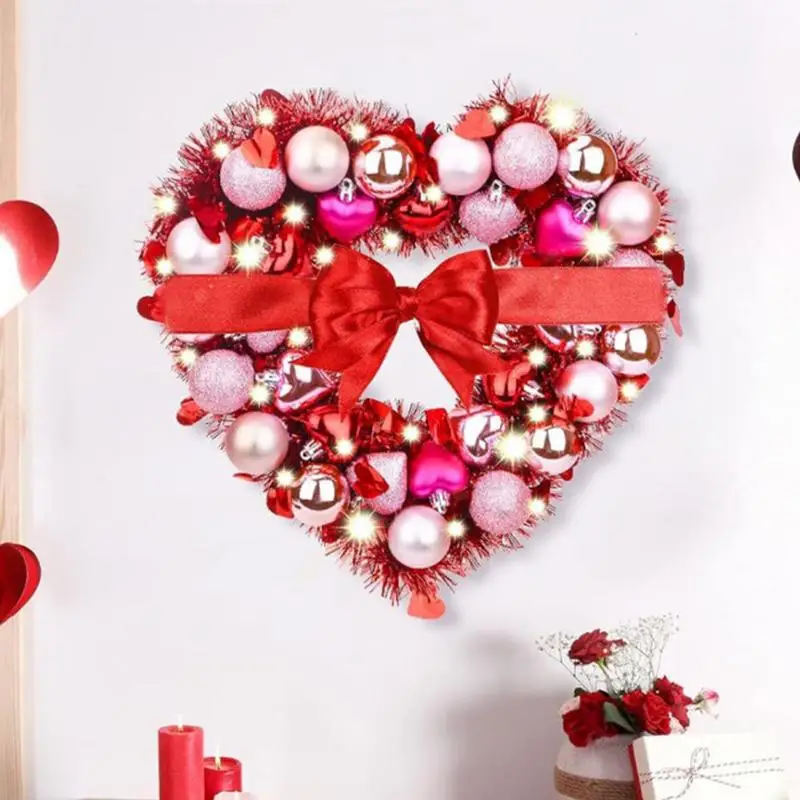 День святого Валентина дверной венок для окна со светодиодной подсветкой