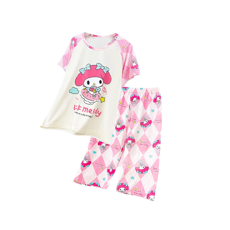 

Kawaii Sanrios Summer Sweet Girl My Melody 7-Point Pants Homewear Cartoon Cinnamoroll Thin Section Modal Children's Pajamas Gift