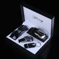 fashion watch men luxury gift set sunglasses keychain top quality belt multiple time zone wrist watch for father men gift